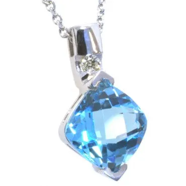 Blue Topaz and Diamond pendant