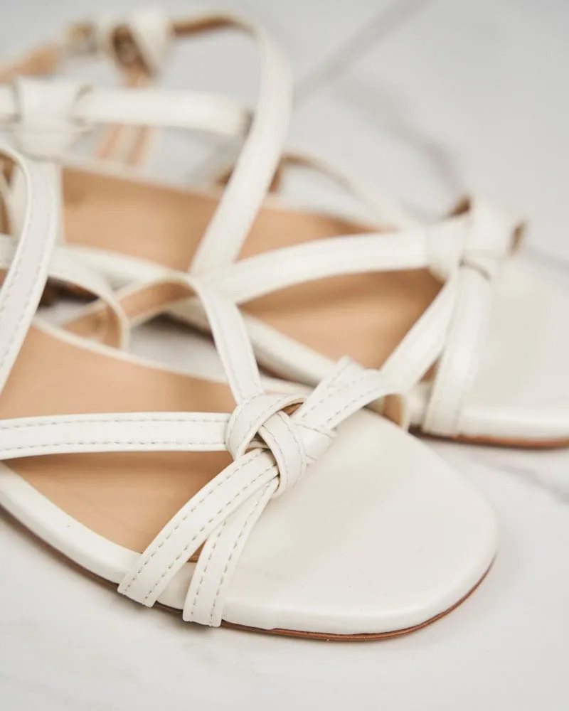 Borneo Cross Strap Vegan Leather Flat Sandals | Cream