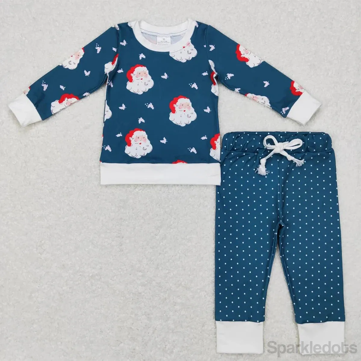 Boys Kids Outfit - Christmas - Sweet Navy Classic Santa