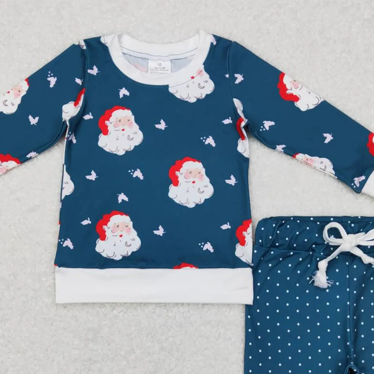 Boys Kids Outfit - Christmas - Sweet Navy Classic Santa