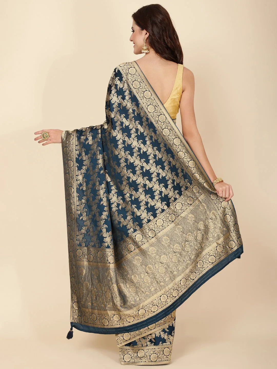 Brocade Zari Jaal Woven Crepe Saree