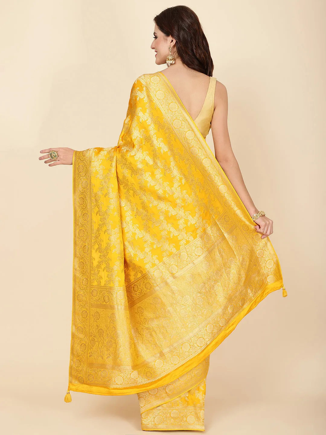 Brocade Zari Jaal Woven Crepe Saree