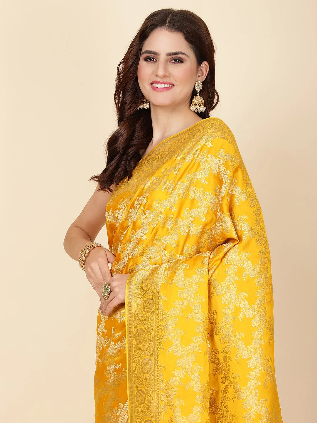 Brocade Zari Jaal Woven Crepe Saree