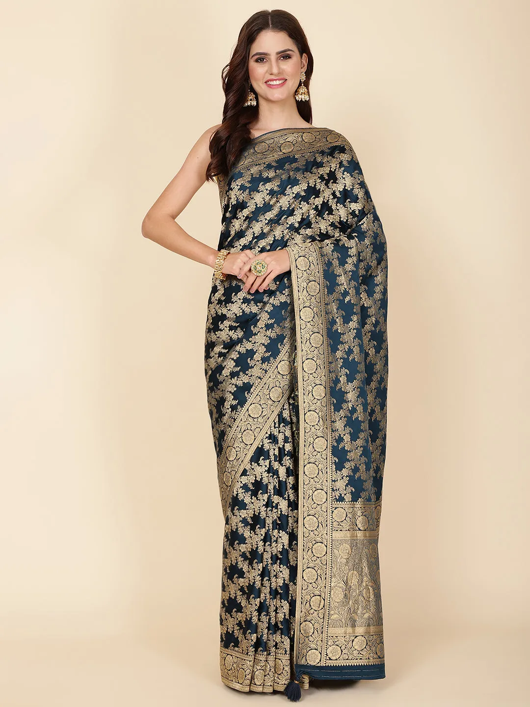 Brocade Zari Jaal Woven Crepe Saree