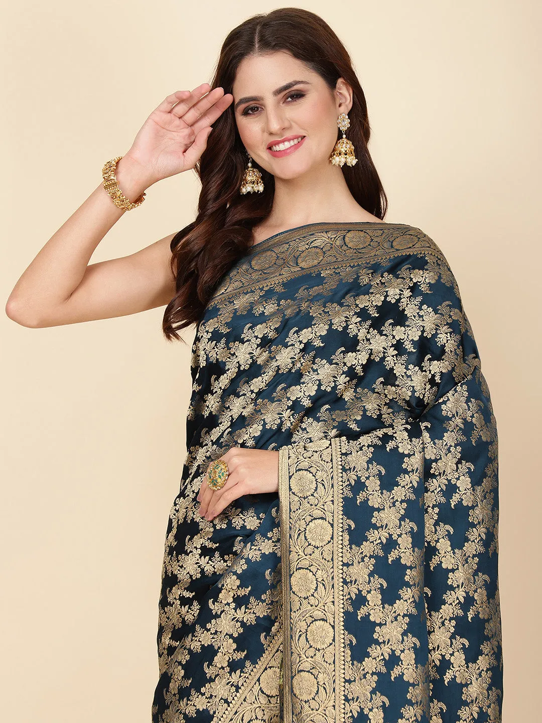 Brocade Zari Jaal Woven Crepe Saree