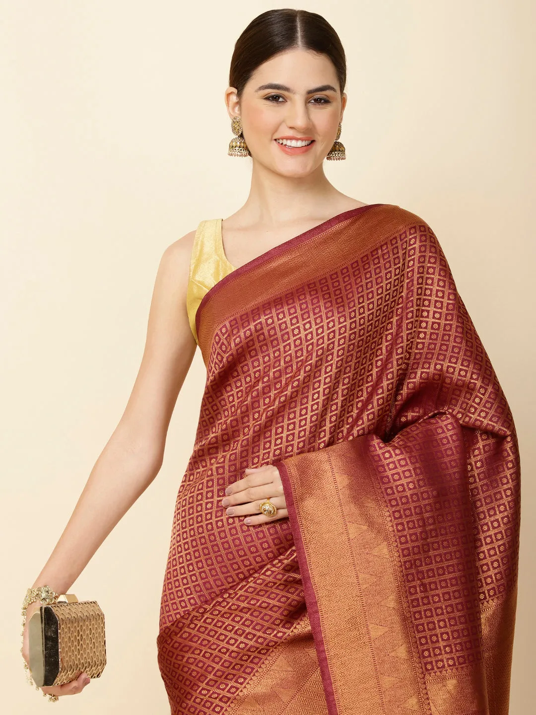 Brocade Zari Jaal Woven Handloom Saree