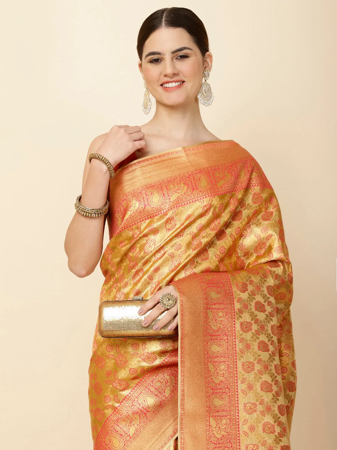 Brocade Zari Jaal Woven Tissue Saree