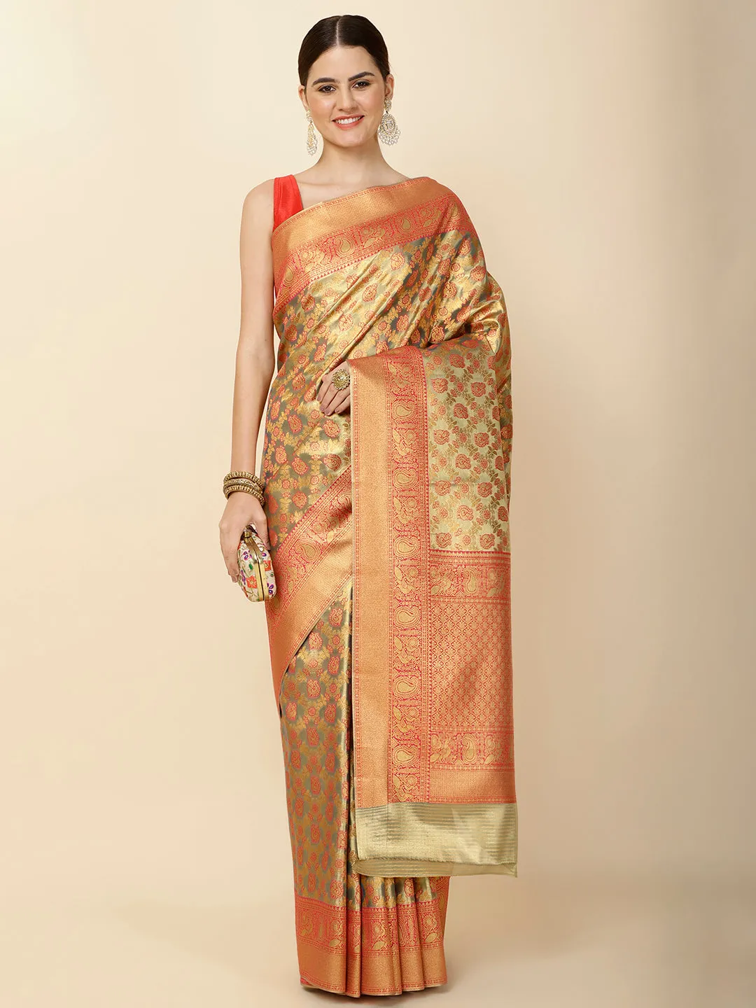 Brocade Zari Jaal Woven Tissue Saree