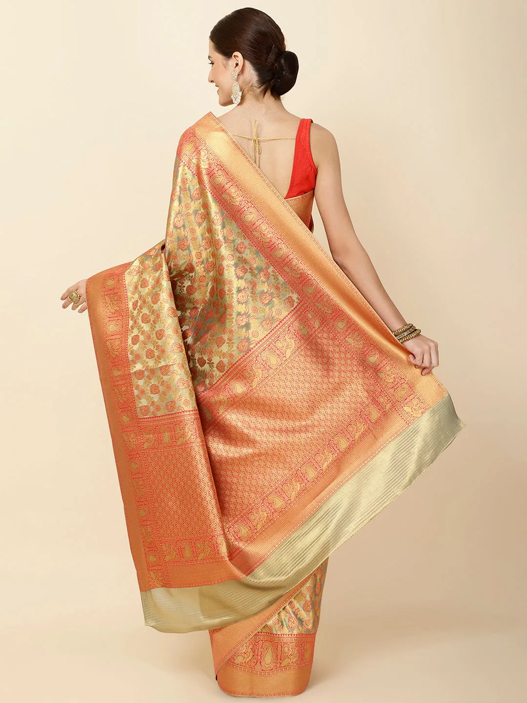 Brocade Zari Jaal Woven Tissue Saree