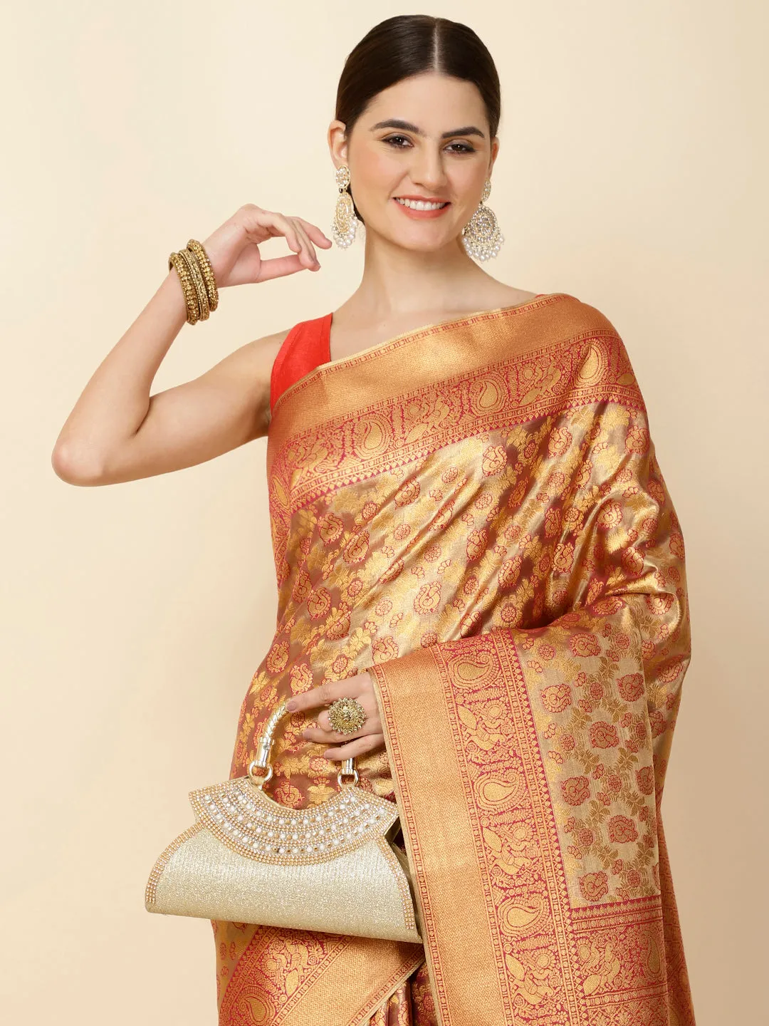 Brocade Zari Jaal Woven Tissue Saree