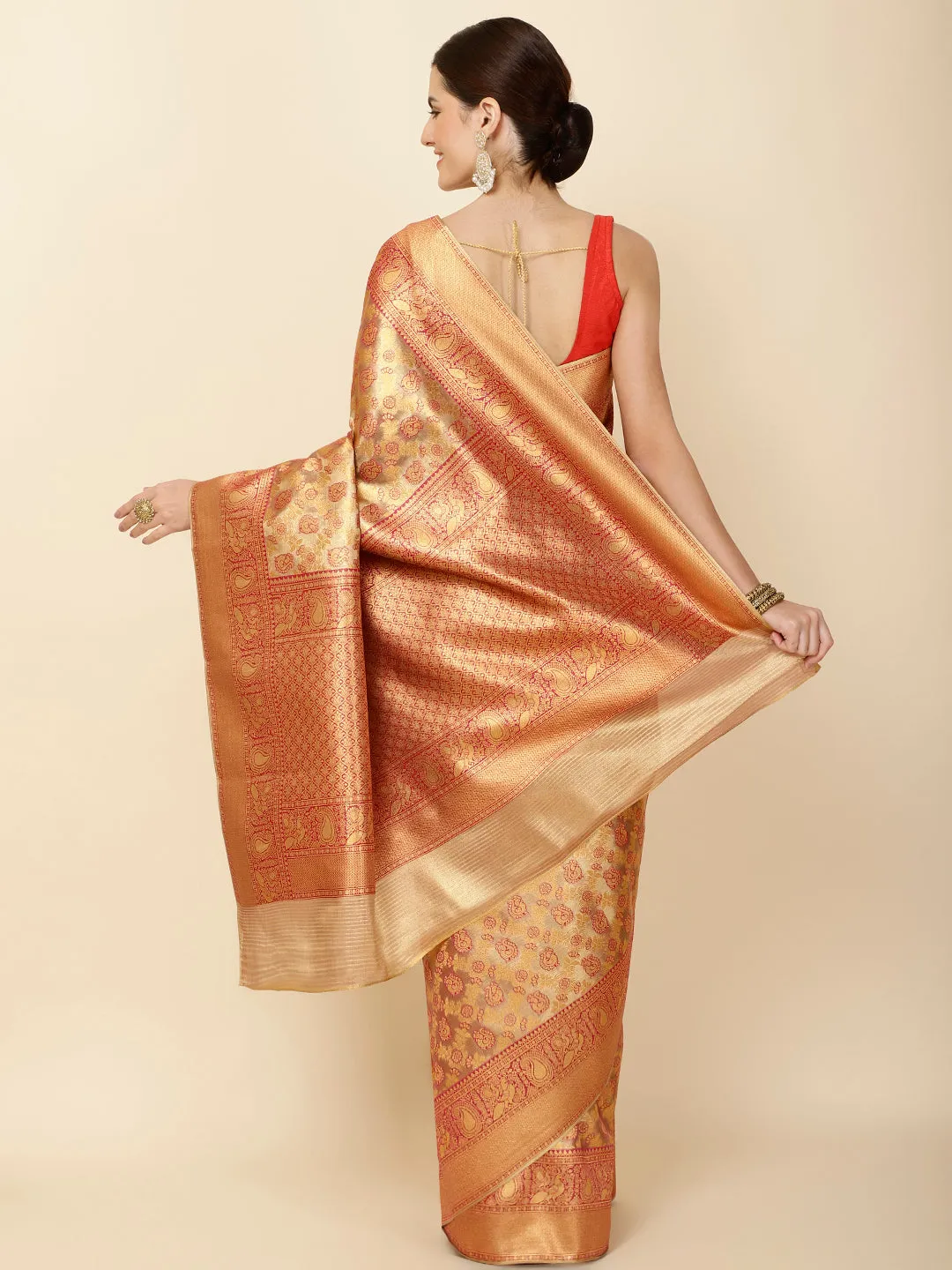 Brocade Zari Jaal Woven Tissue Saree