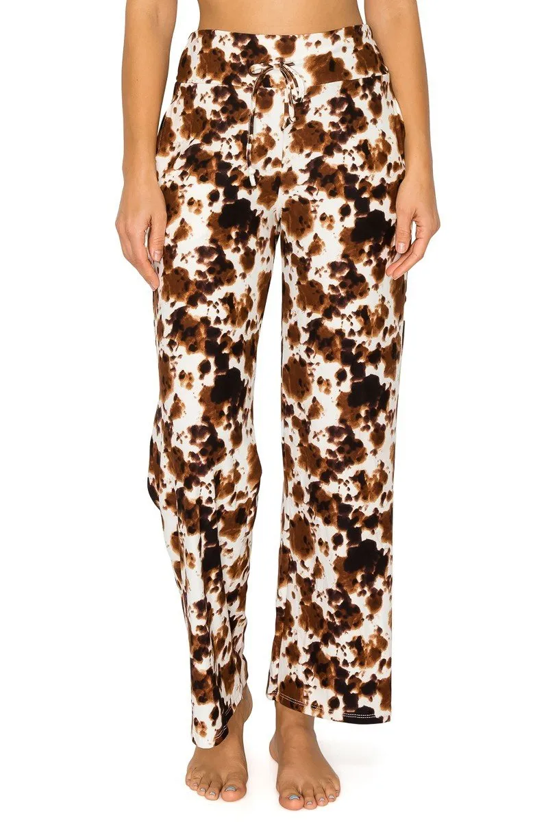 Brown Cow Print Comfortable Soft Lounge Pajama Pants