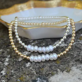 Button Pearl Beaded Bracelet