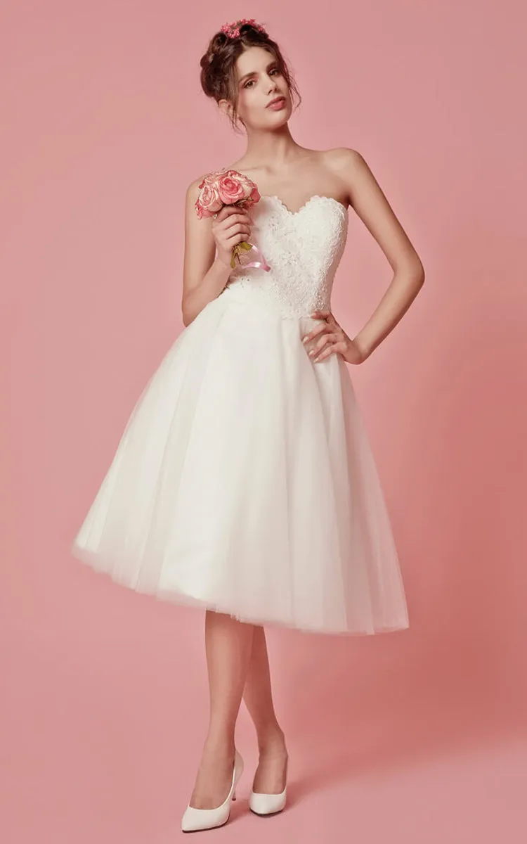 Cap Sleeved A-Line Knee Length Wedding Dress With Jacket-ZP_703949