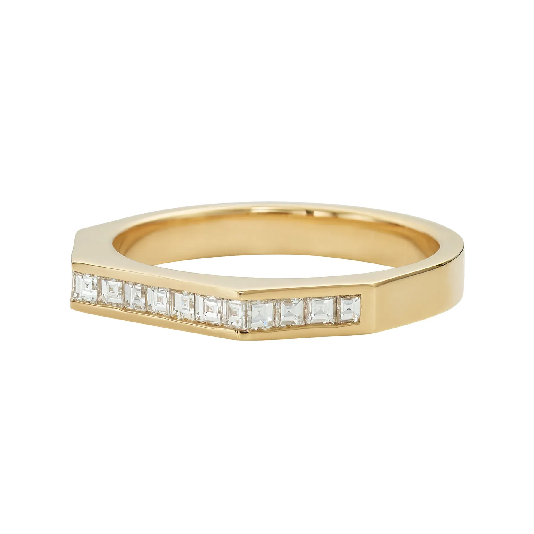 Carre cut Diamond Band - White carre cut Wedding Ring