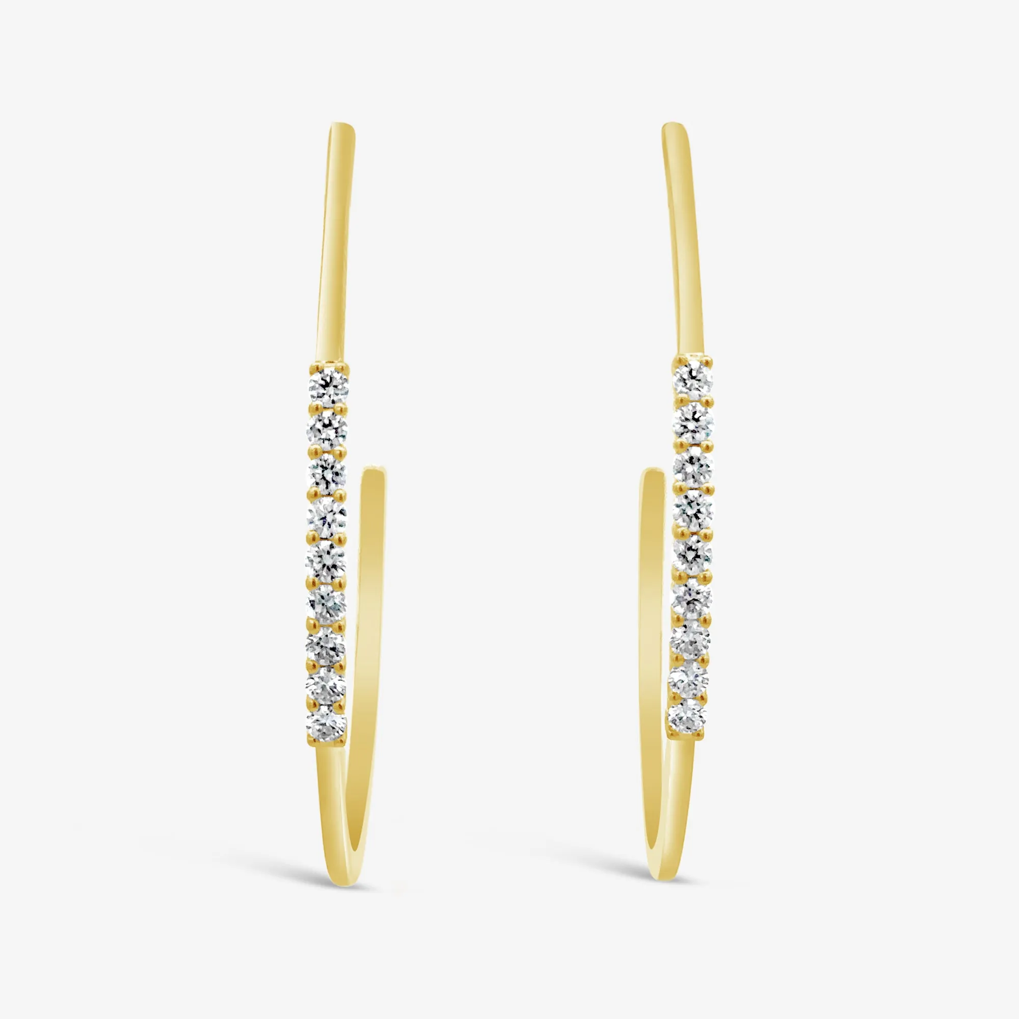 Center Set  Diamond Hoop Earrings