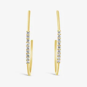 Center Set  Diamond Hoop Earrings