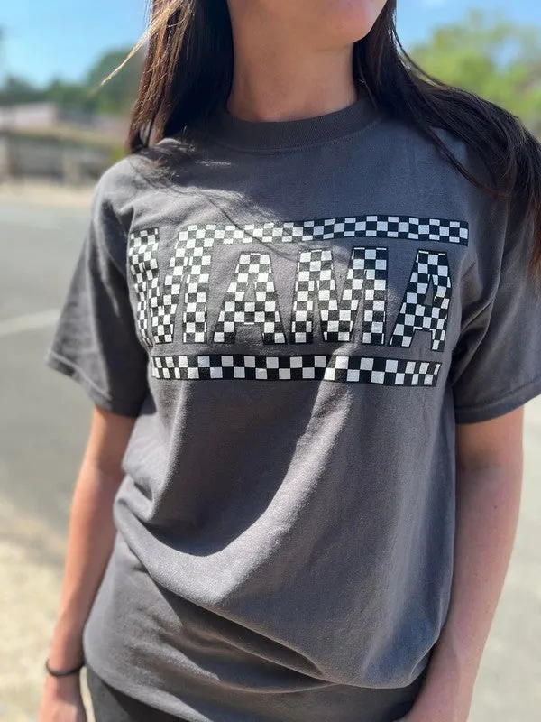 Charcoal Checkered Mama Tee