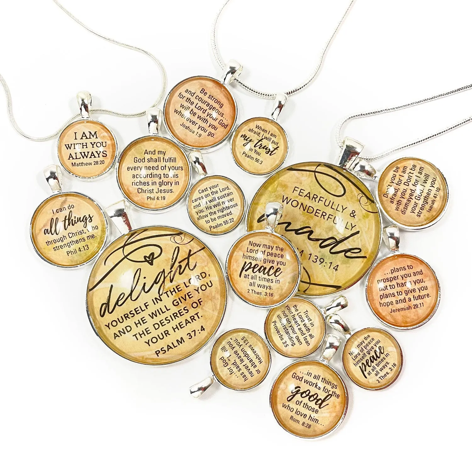 Christmas Pendant Necklaces – Jesus is the Reason, Let Heaven and Nature Sing, Rejoice! Silver-Plated (2 Sizes) – Add a Matching Charm Bangle!