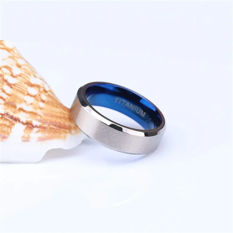 Classic Blue and Silver Plated Titanium Fashion Wedding Ring