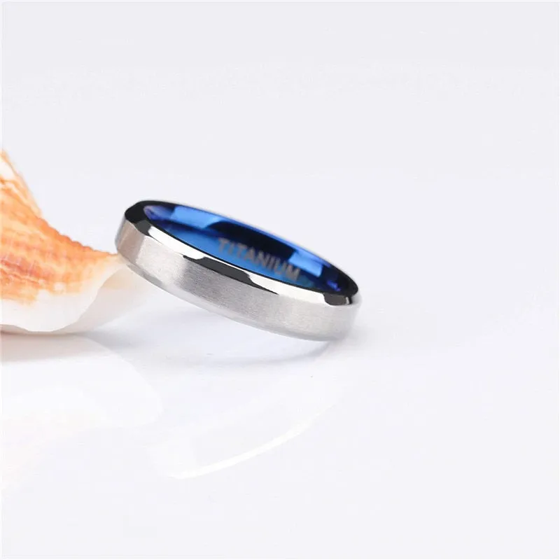 Classic Blue and Silver Plated Titanium Fashion Wedding Ring