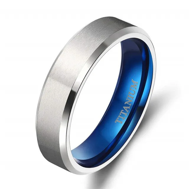 Classic Blue and Silver Plated Titanium Fashion Wedding Ring