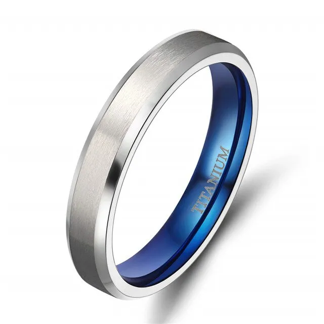 Classic Blue and Silver Plated Titanium Fashion Wedding Ring