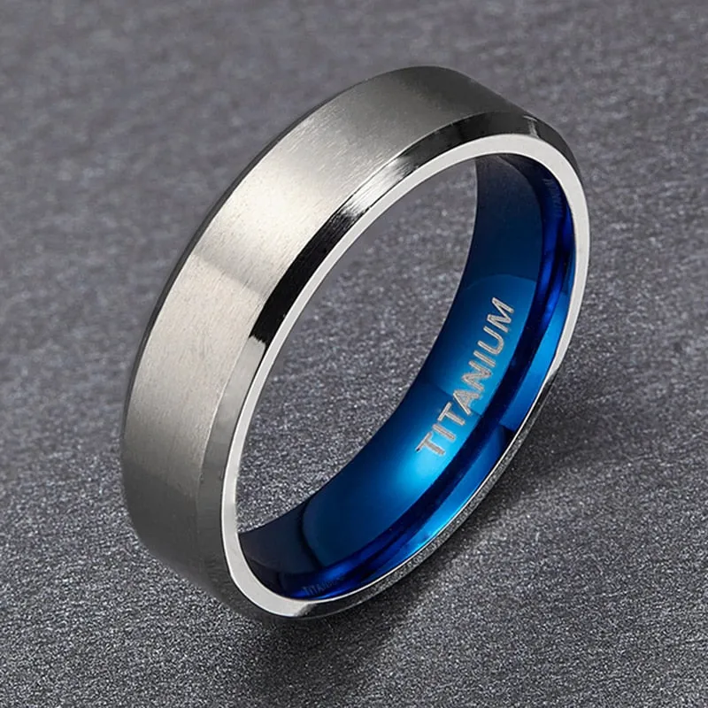 Classic Blue and Silver Plated Titanium Fashion Wedding Ring