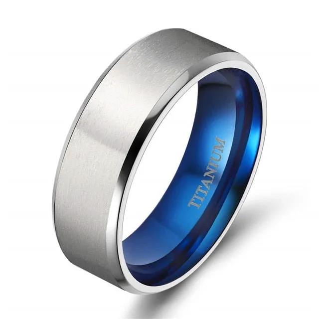 Classic Blue and Silver Plated Titanium Fashion Wedding Ring