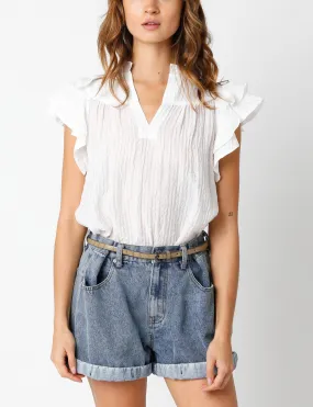 Cody Ruffle Sleeve Gauze Top