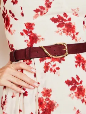 Comma Vegan Suede Belt | Bordeaux