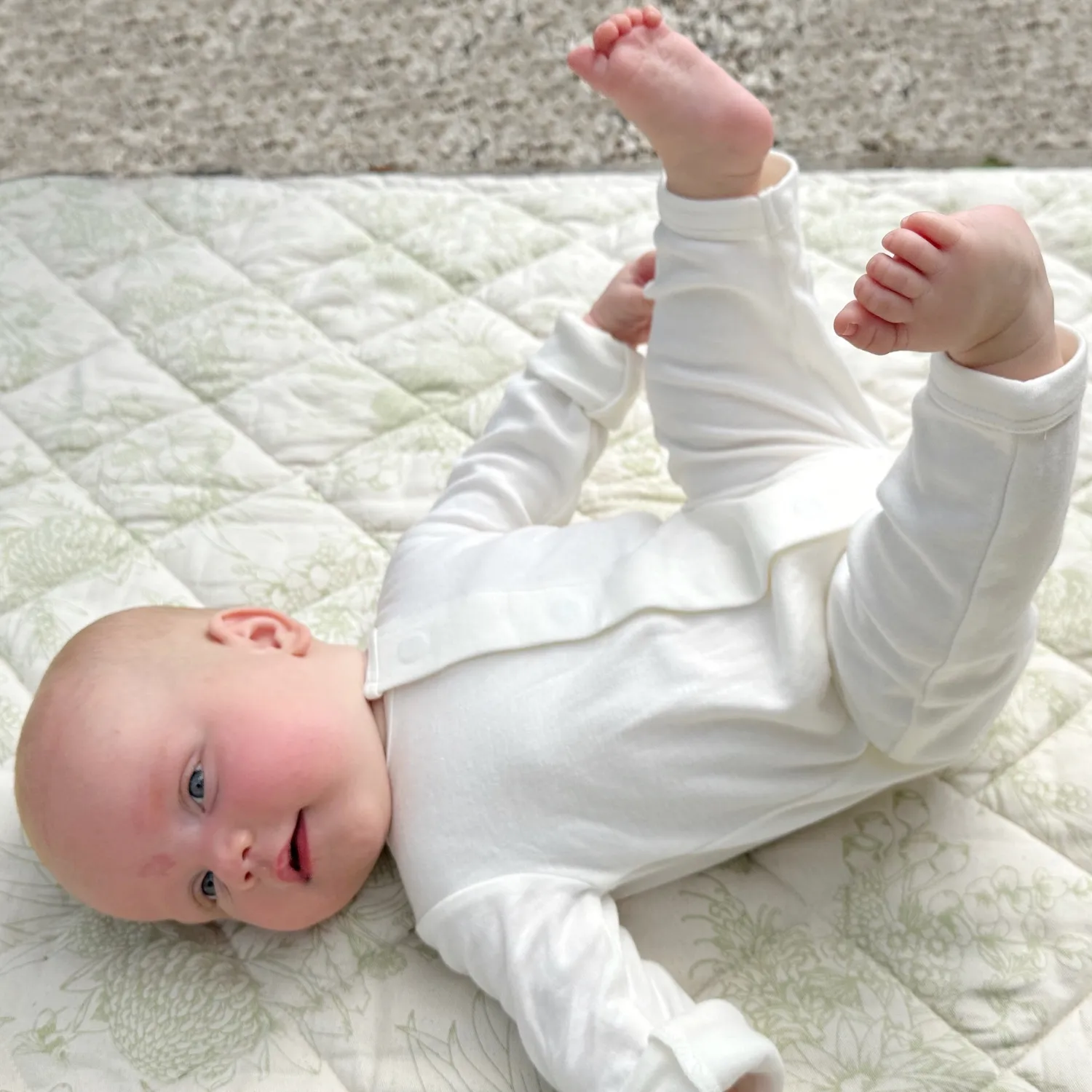 cream organic cotton magnetic coverall