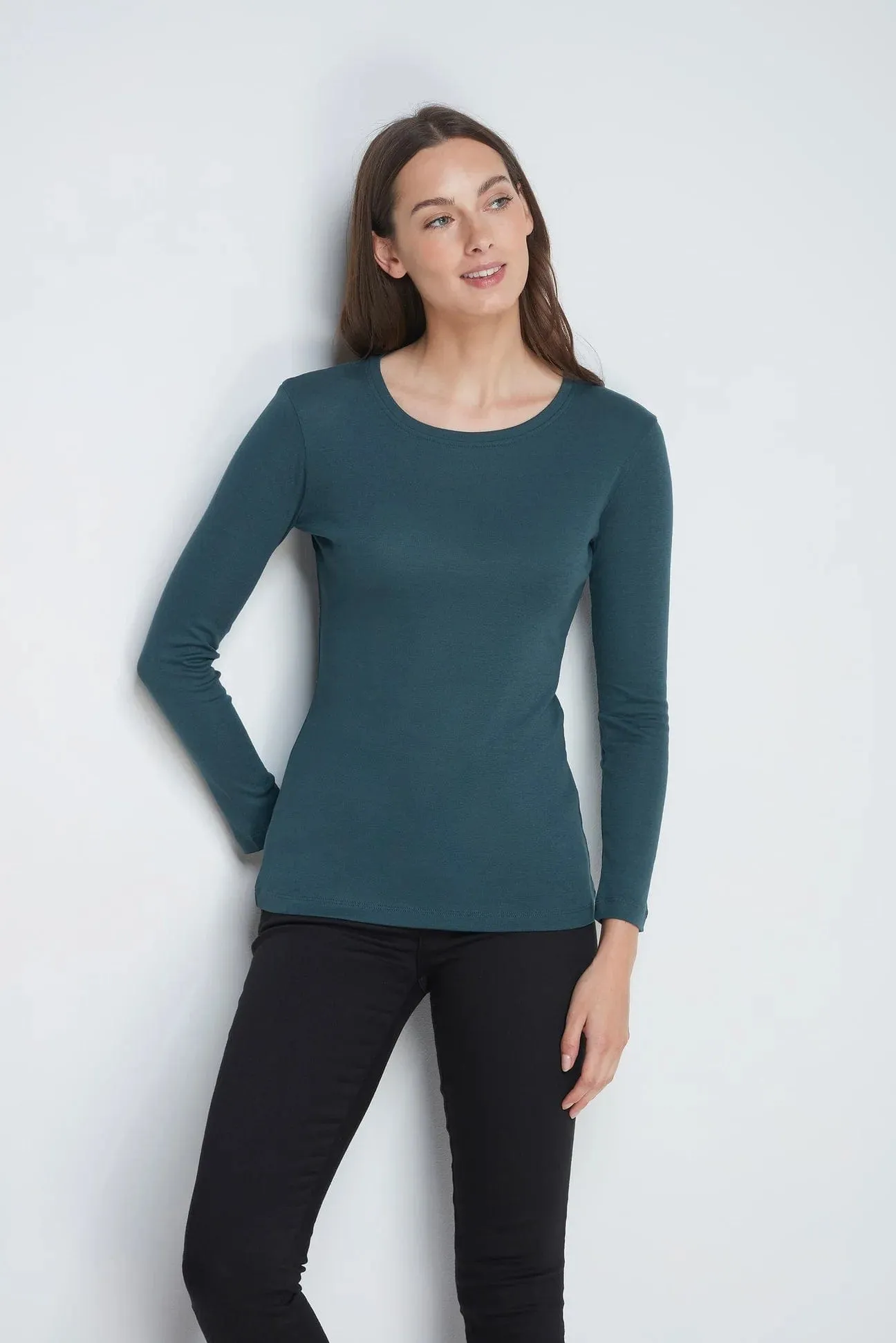 Crew Neck Long Sleeve Cotton TENCEL Modal Blend T-shirt | Multiple Colours