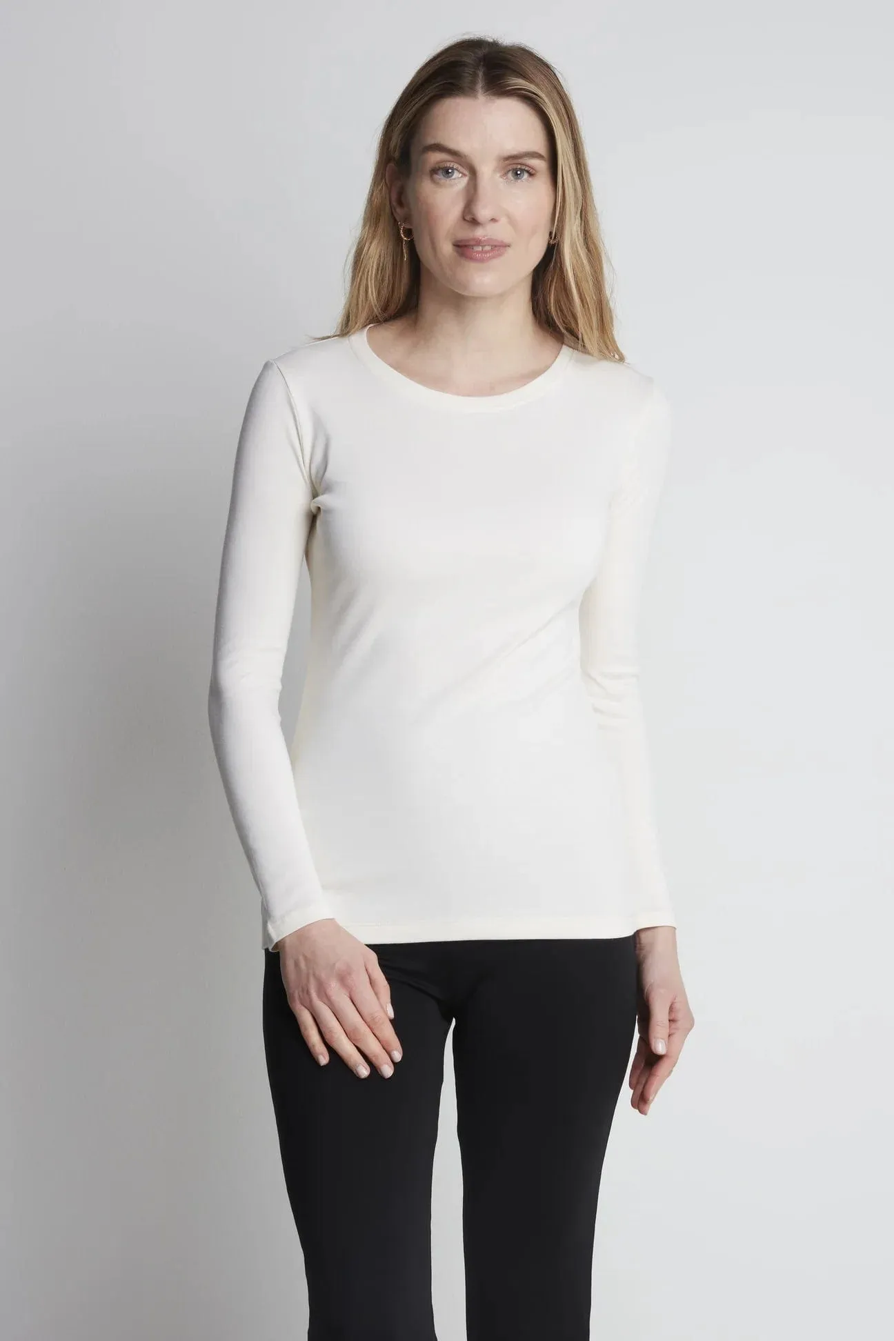 Crew Neck Long Sleeve Cotton TENCEL Modal Blend T-shirt | Multiple Colours