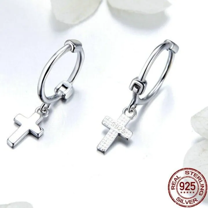 Cross 925 Sterling Silver Vintage Wedding Drop Earrings