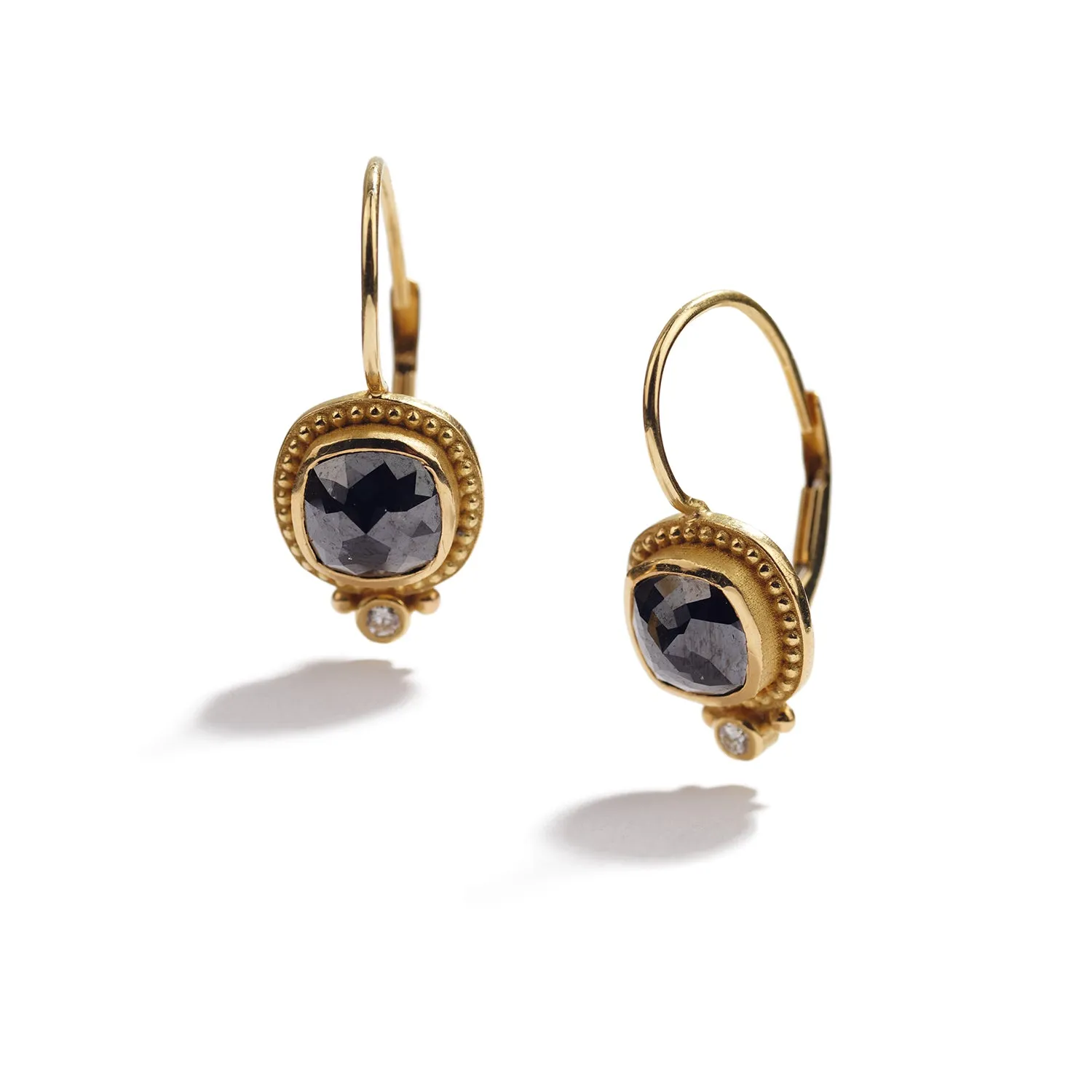 Cushion Cut Black Diamond Earrings