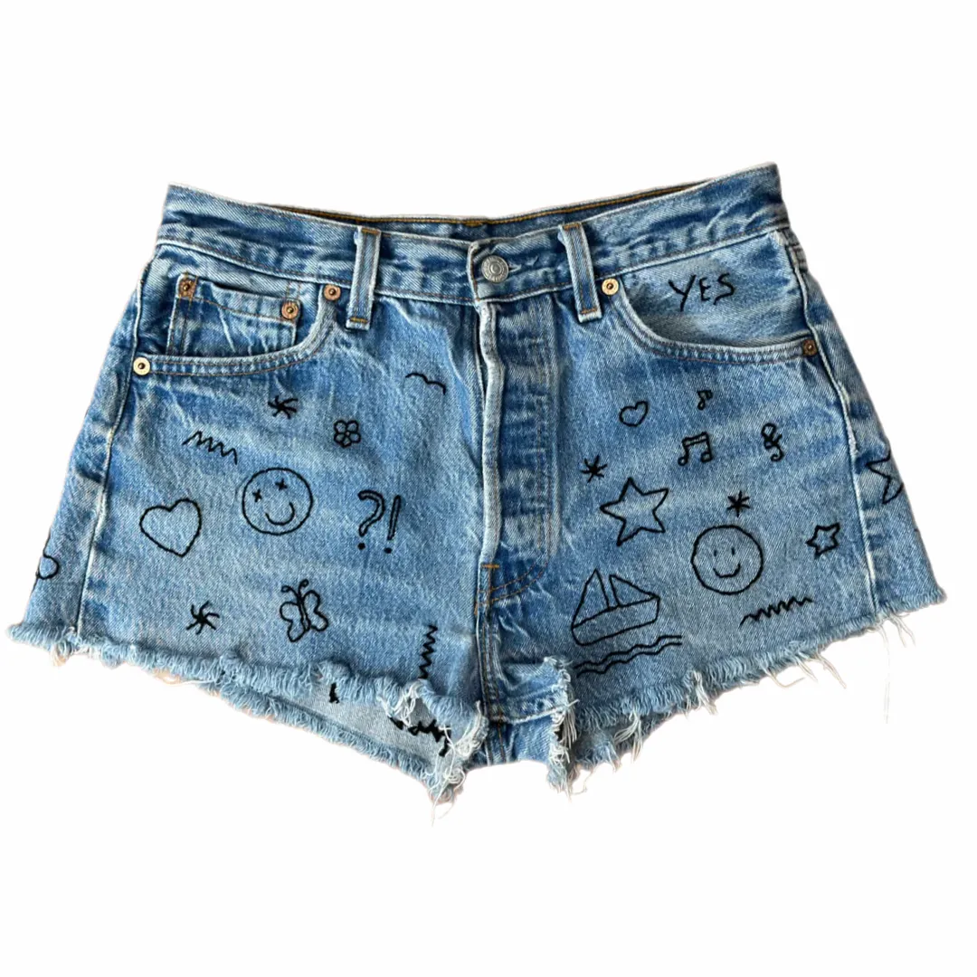 Denim Hand Embroidered Shorts Levi’s 501