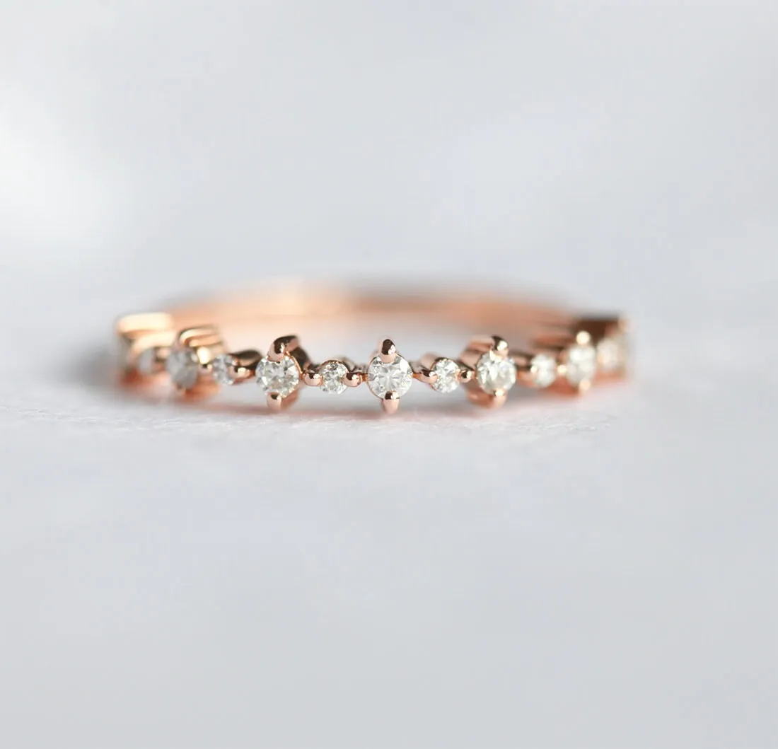 Diamond Eternity Ring, Half Eternity Diamond Band Rose Gold