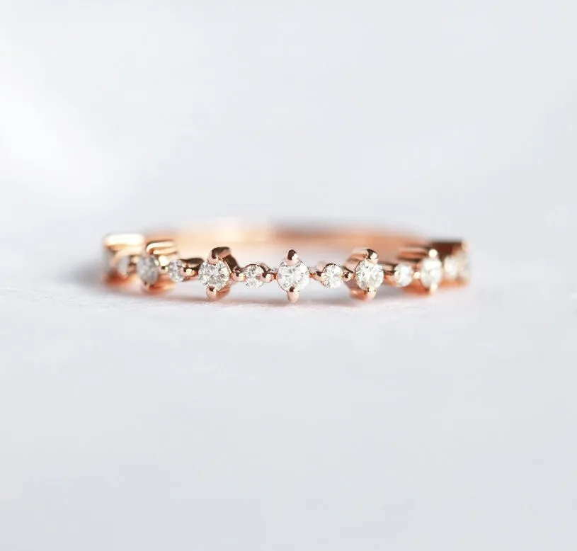 Diamond Eternity Ring, Half Eternity Diamond Band Rose Gold