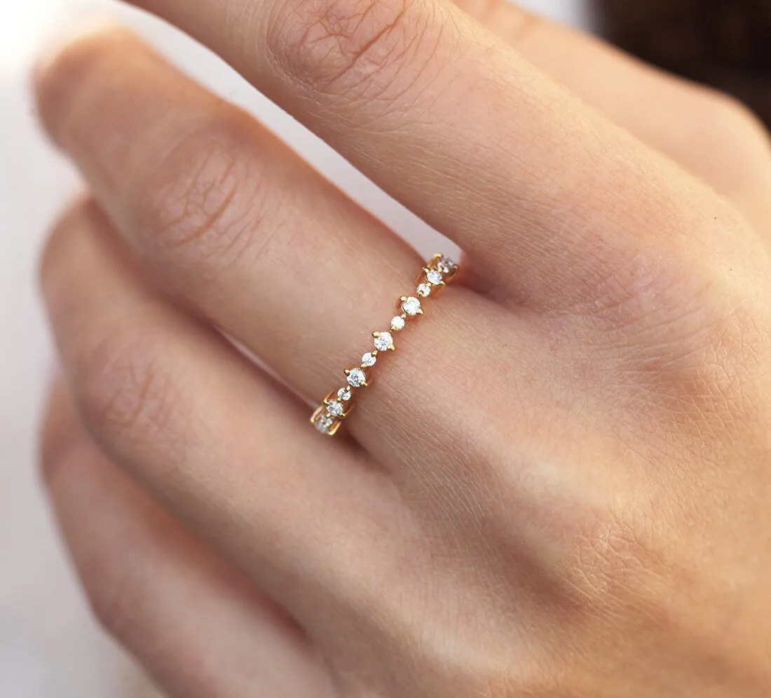 Diamond Eternity Ring, Half Eternity Diamond Band Rose Gold