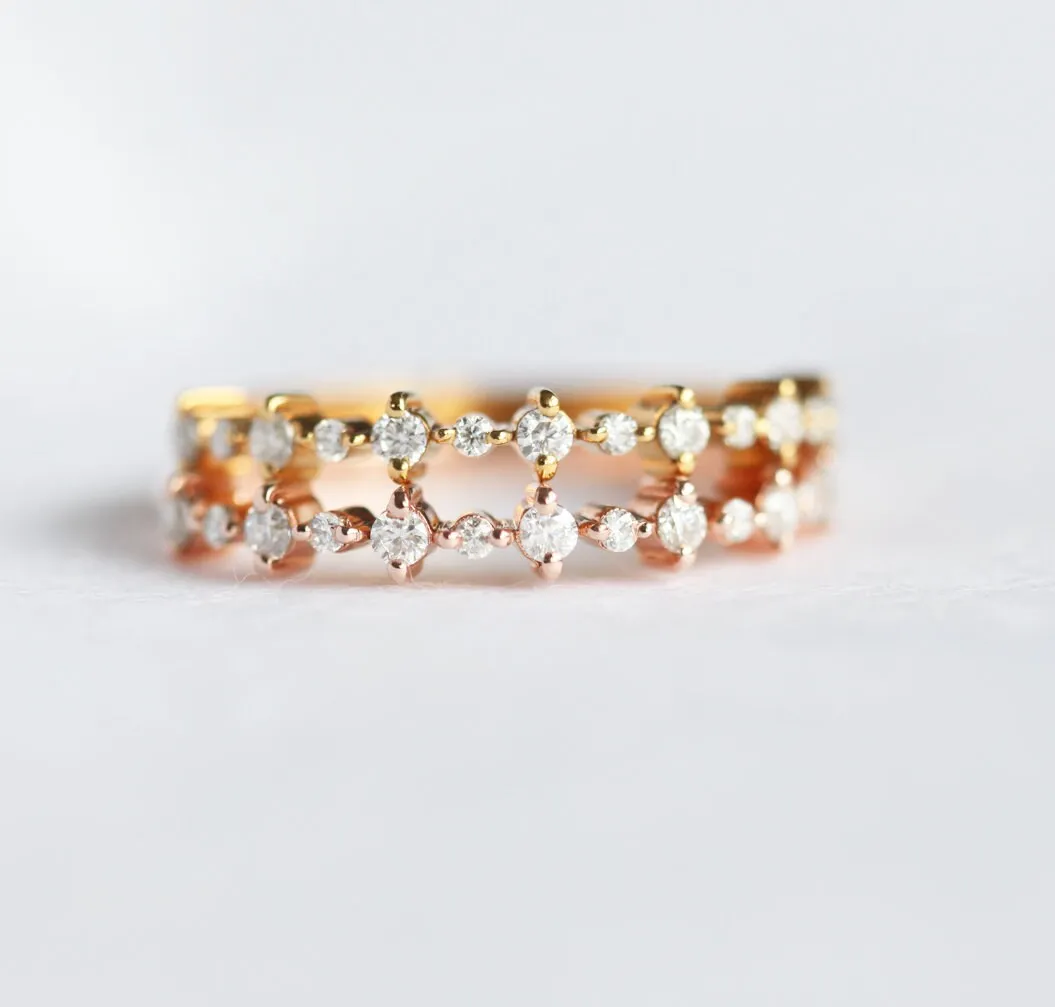 Diamond Eternity Ring, Half Eternity Diamond Band Rose Gold