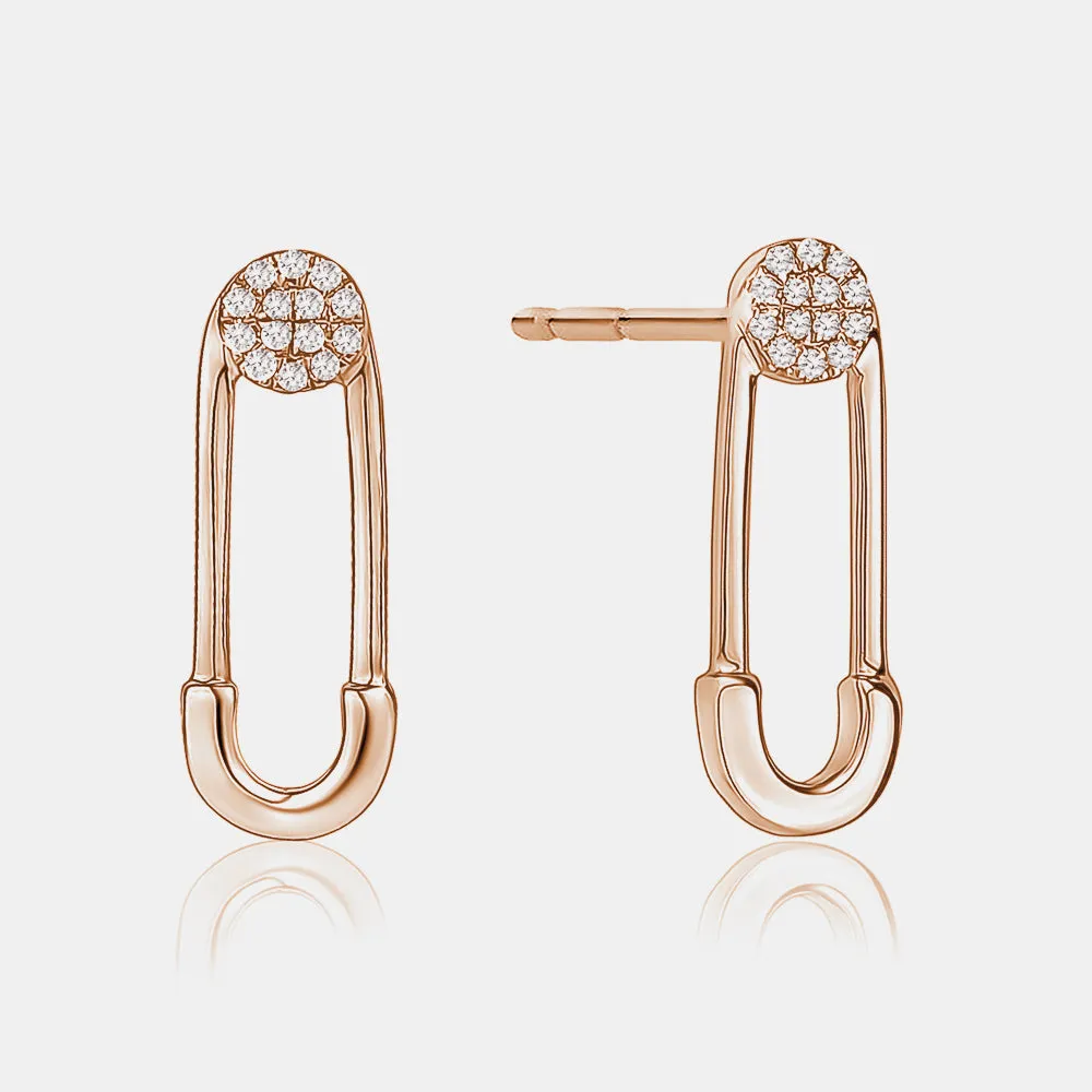 Diamond Safety Pin Earrings