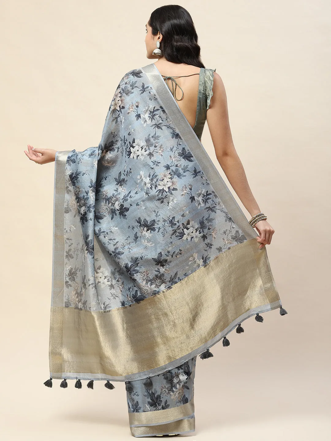 Digital Floral Printed Cotton Saree