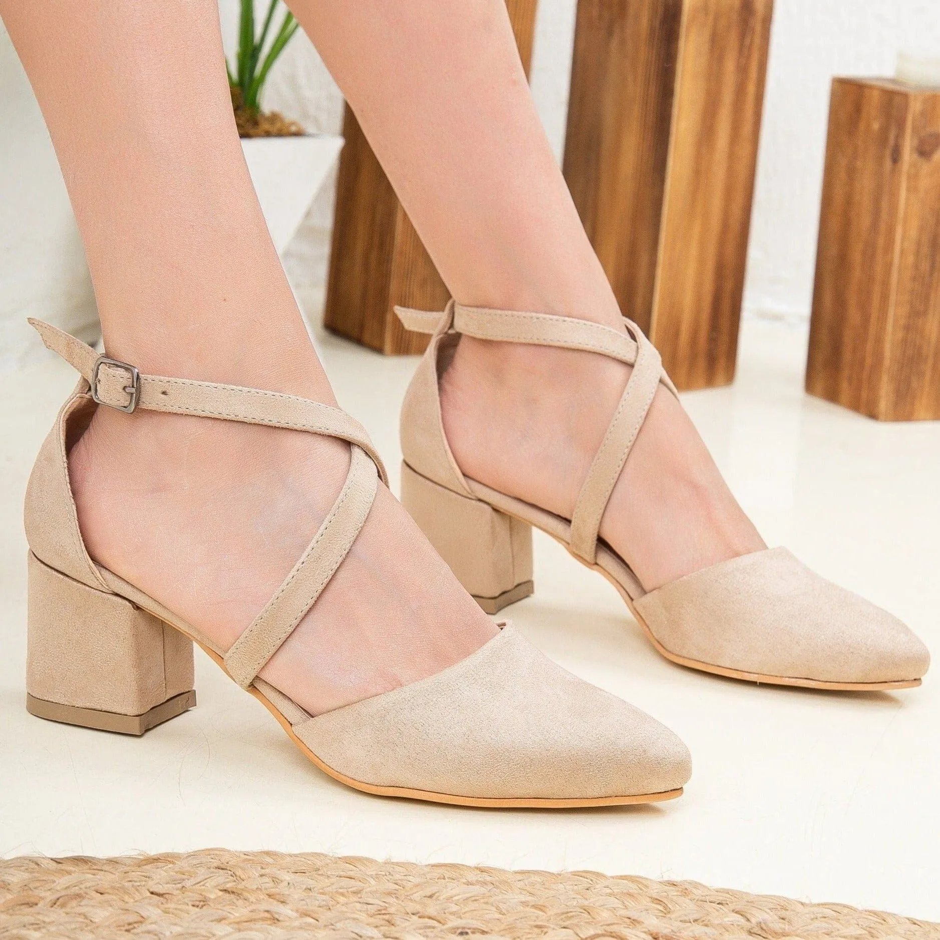 Dolly Vegan Suede Strappy Heels | Beige