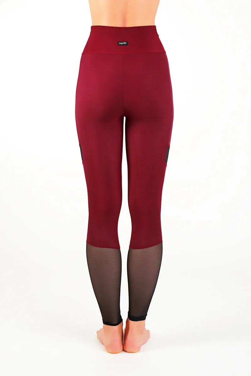 Dragonfly Barbara Leggings - Burgundy Mesh