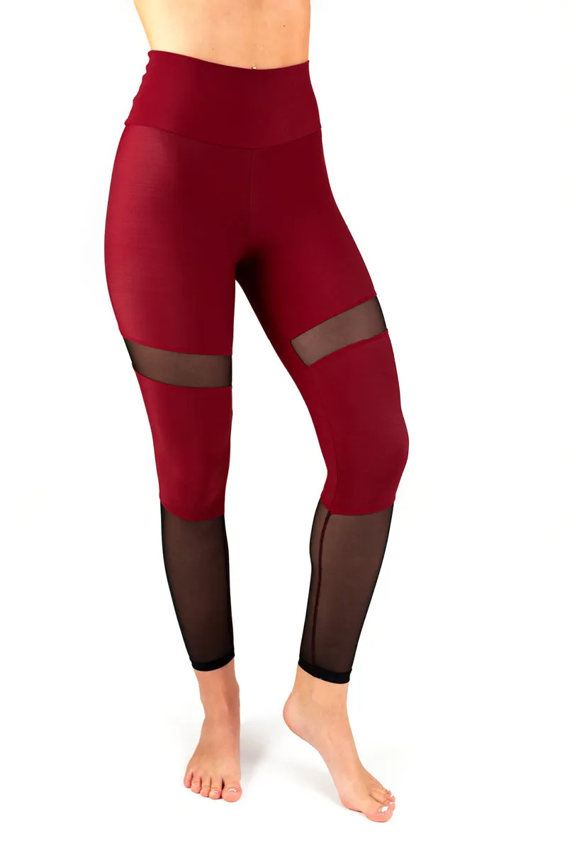 Dragonfly Barbara Leggings - Burgundy Mesh