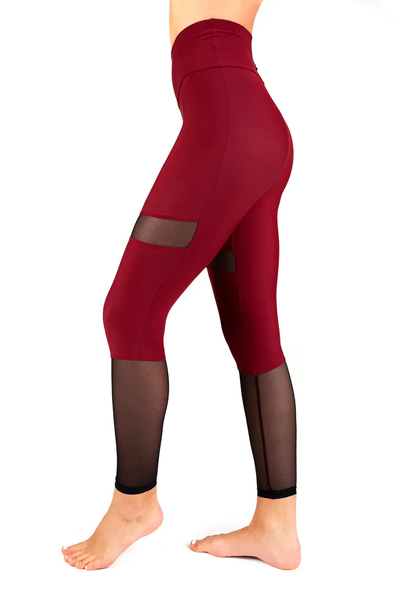 Dragonfly Barbara Leggings - Burgundy Mesh