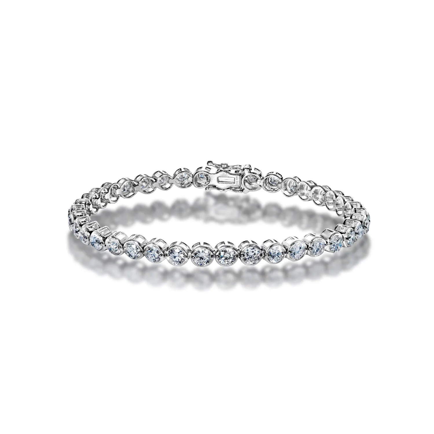 Drew 7 Carat Round Brilliant Single Row Diamond Tennis Bracelet in 14k White Gold