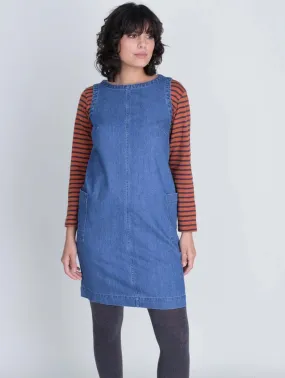 Eva Pinafore Cotton Dress | Denim