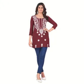 Fancy Chikankari Embroidery Women's Short Top